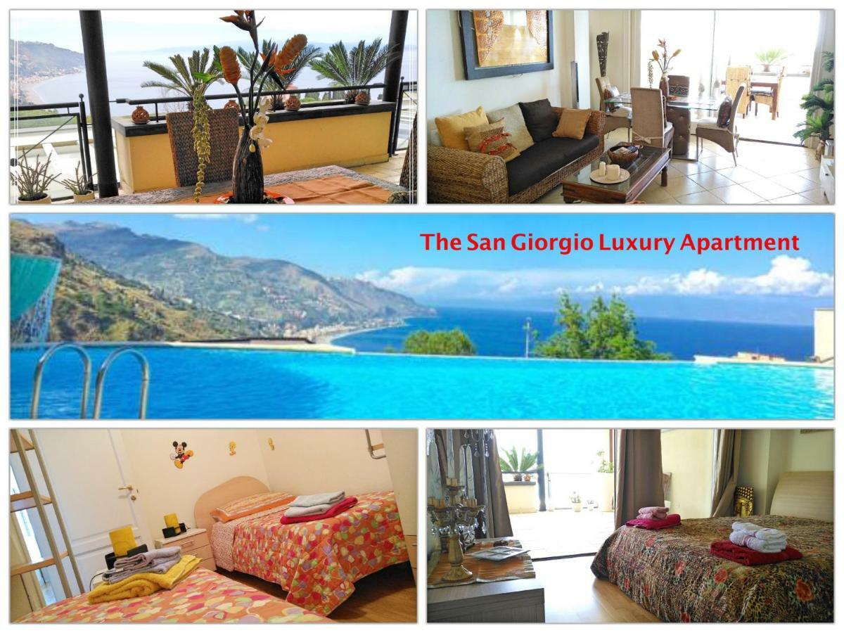 San Giorgio Luxury Apartment Taormina-Panoramic Pool & Parking Space 외부 사진